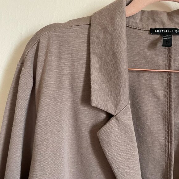 Eileen Fisher | Neutral Brown Organic Cotton Ponte Blazer Front Pockets 2X - Picture 4 of 7